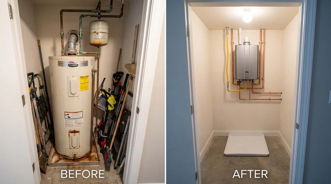 Tank water heater versus wall-mounted tankless unit comparison for Keene, NH homeowners
